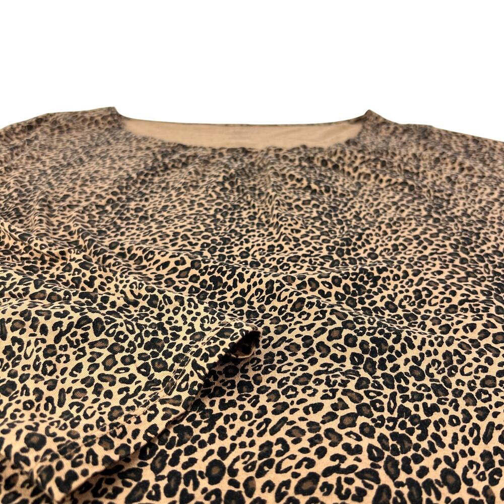 New Talbots 2x Micro Leopard Print Long Sleeve Po… - image 1